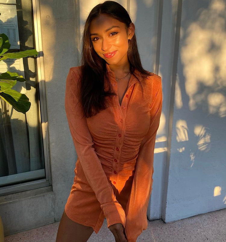 open lace back dress Orange Love Denim Mini Dress
