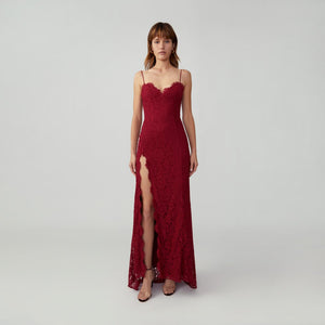 fame and partners red lace dress FAME AND PARTNERS X REVOLVE Everett Lace Maxi Dress in Cherry Red